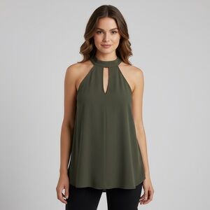 Express Olive Halter Neck Keyhole Cami